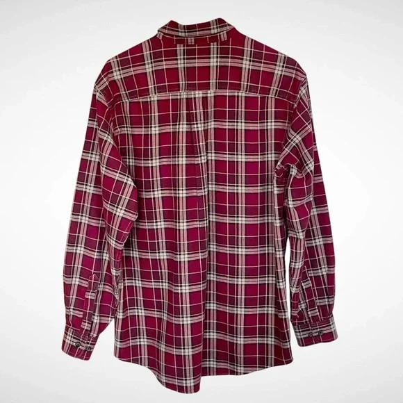 LL Bean 100% Cotton Flannel Plaid Buttondown Shirt - Picture 3 of 8